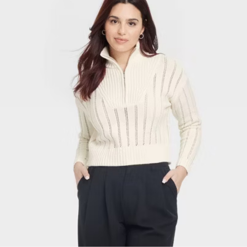 A New Day Women's Mock Turtleneck Quarter‎ Zip Pullover Sweater